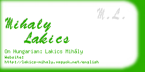 mihaly lakics business card